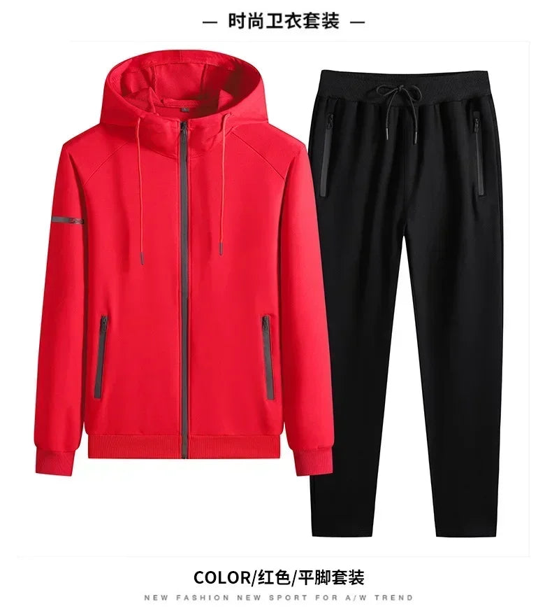 Plus Size tracksuits Men Sportswear Sets New Spring Autumn Clothing Hooded Pants Suit Male 2 Pieces Sweatshirt + Sweatpants 8XL