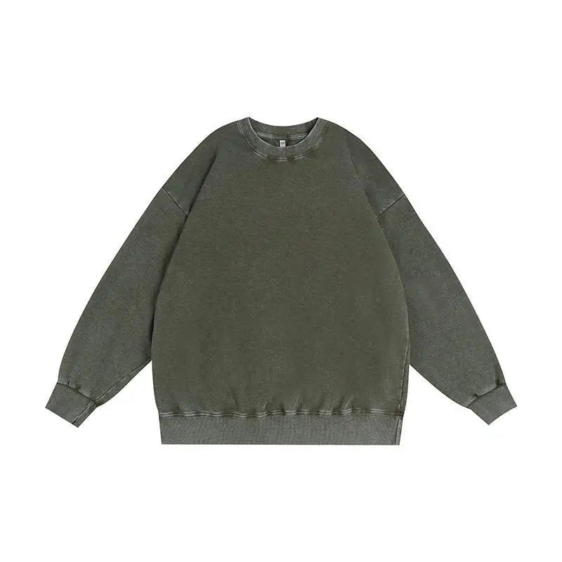 DIY Custom LOGO Cotton Washed Hoodie Zipper Sweatshirt Pants Tracksuit Men Women Retro Loose Distressed HipHop Oversized Big