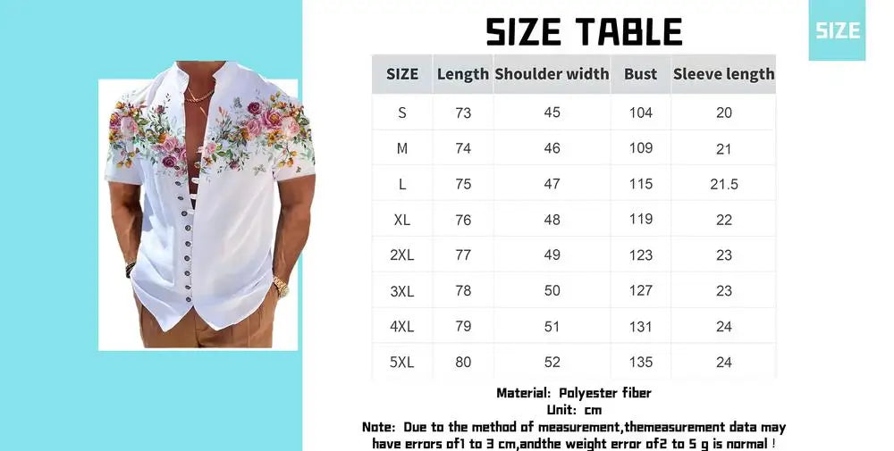 2025 Men Shirts New Print Button Shirt Fashion Stand Collar Loose Fitting Men's Shirts Casual Streetwear Comfortable