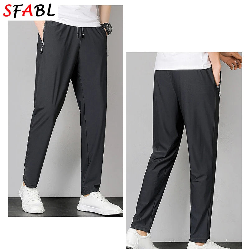 Summer Quick Dry Gym Fitness Men's Pants Breathable Running Jogging Sweatpants Trousers for Men Sports Pants Man Black Gray 3XL