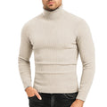 Autumn Mens Sweaters Turtleneck Cable Knitted Pullover Sweaters Outdoor Long Sleeve Slim Fit Casual Fall Winter Warm Streetwear
