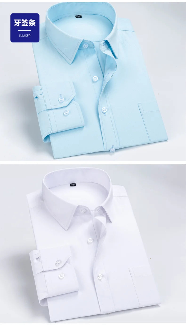 2026 Men's Long Sleeve Cotton Shirt Striped Design Spring Autumn Business Formal Dress Shirts for Men Party Wedding Shirts Male