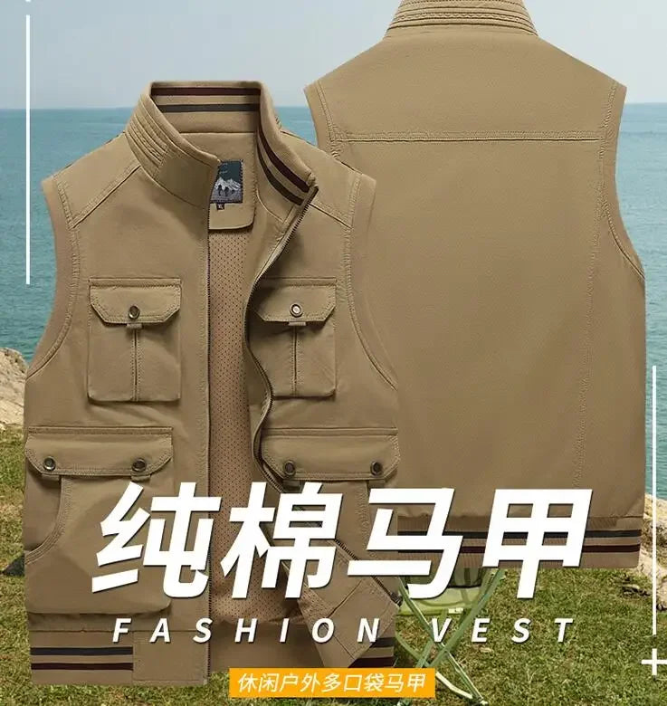 Winter Motorcyclist Mountaineering Men's Sleeveless Casual Coat Male Work Cargo Vest Men Photography Clothing Tactical Jackets