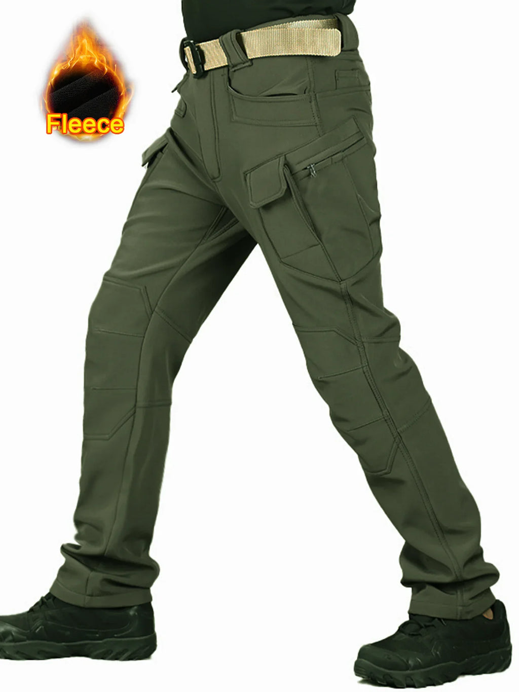 Men's Autumn Winter Softshell Elastic Camping Hiking Trekking Fishing Hunting Pants Outdoor Cycling Tactical Cargo Trousers