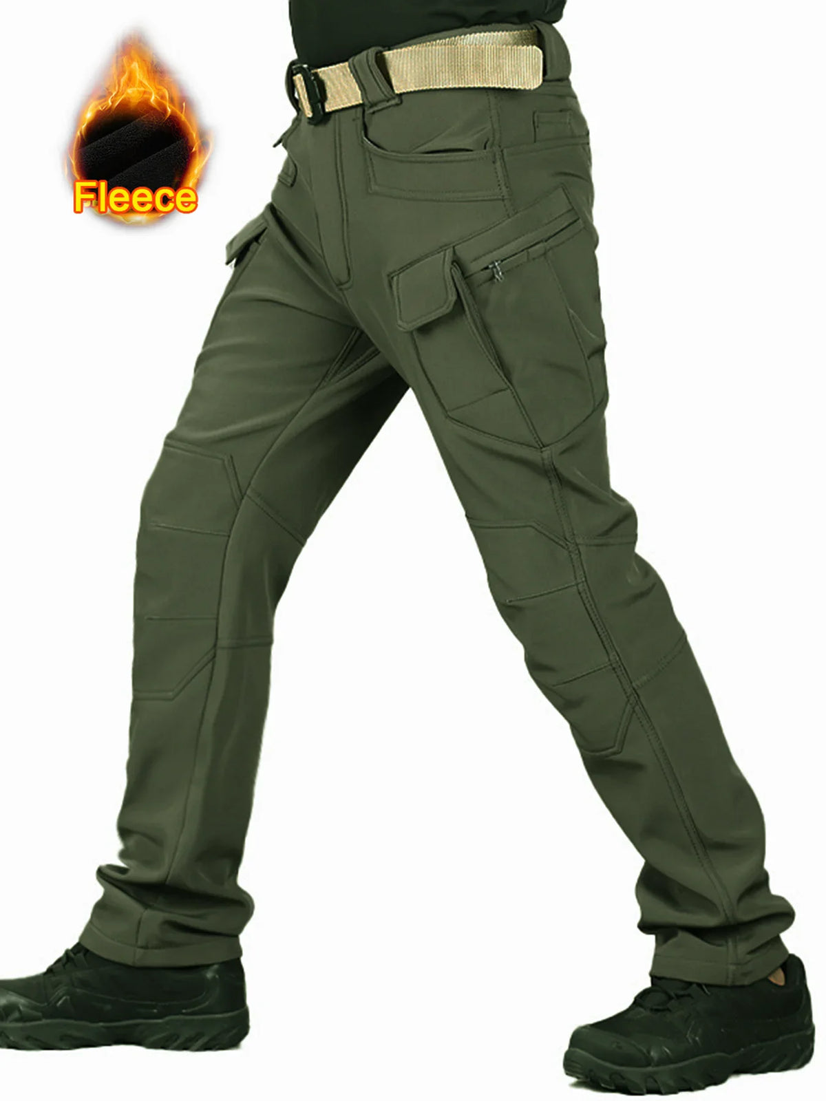 Men's Autumn Winter Softshell Elastic Camping Hiking Trekking Fishing Hunting Pants Outdoor Cycling Tactical Cargo Trousers