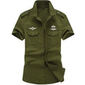 New Summer Men Short Sleeved Tooling Shirts Male Outdoor Multi Pockets Cargo Shirts Quality Men Cotton Casual Shirts Size 6XL