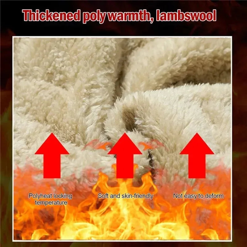 Outdoor Men Thick Fleece Baggy Pants Sherpa Lined Waterproof Sweatpants Windproof Casual Pants Lambswool Warm Active Trousers