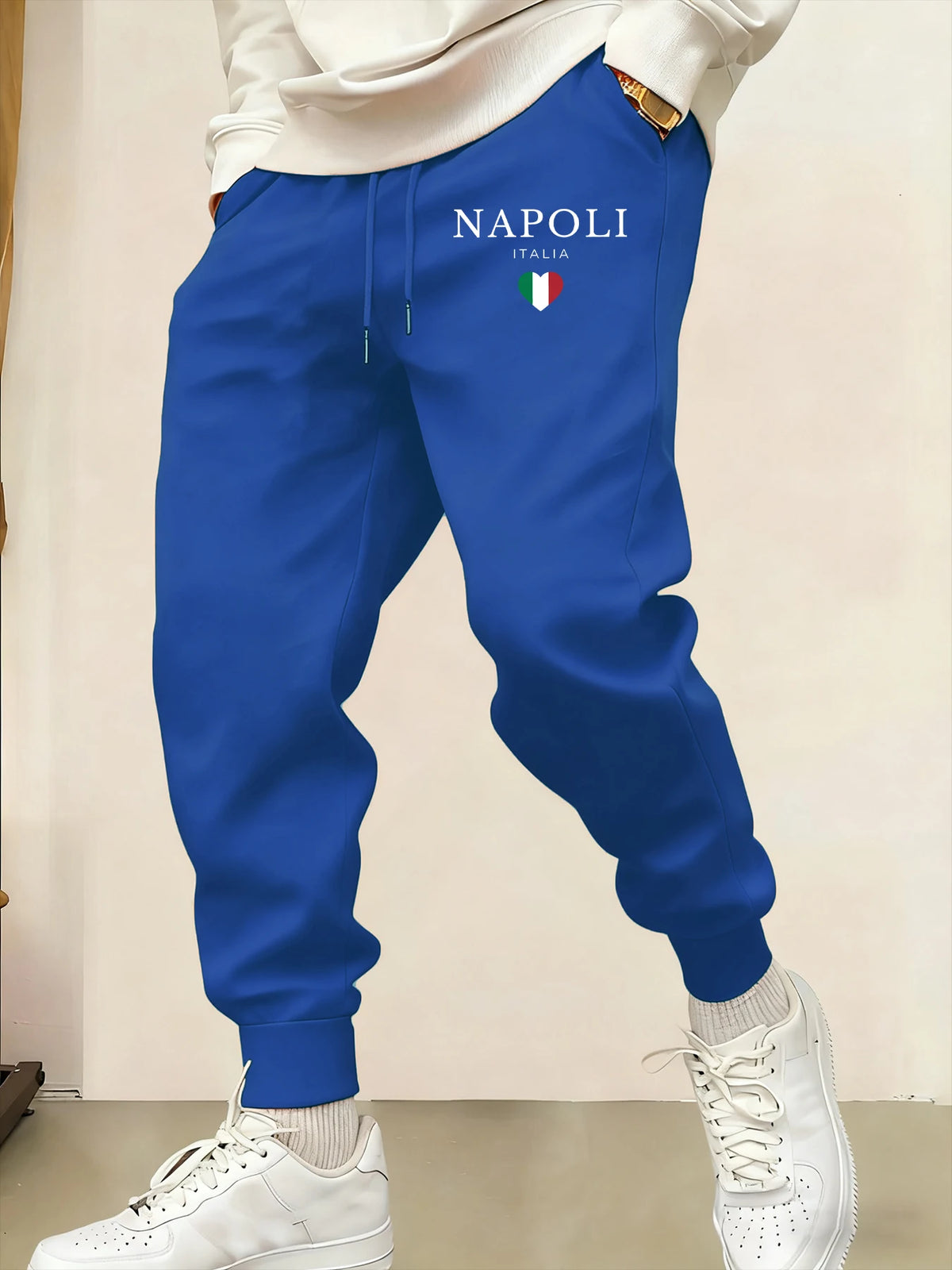 Napoli Italia Letter And Flag  Print Man Sweatpant Pocket Fleece Pant Casual Warm Trouser Autumn Fashion Sports Sweatpants Pants