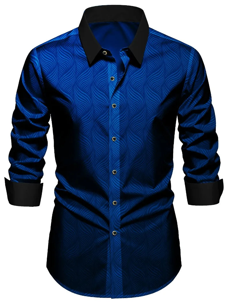 FGKKS Men Shirt Brand New Elegant Fashion European Long Sleeve Smart Casual Elastic Wrinkle-free Male Business Dress Shirts