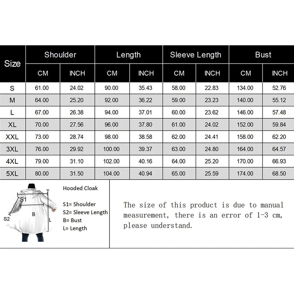 CLOOCL Thick Warm Hooded Cloak for Men Tattoo Symbol Pattern Armor Overcoat Coat 3D Print Windproof Fleece Cape Hooded Blanket