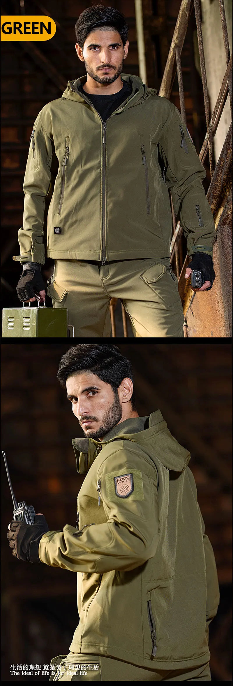 Tactical Winter Set Men's Outdoor Windproof Waterproof Suit Multi-Pocket Soft Shell Hooded Jackets Sharkskin Work Pants