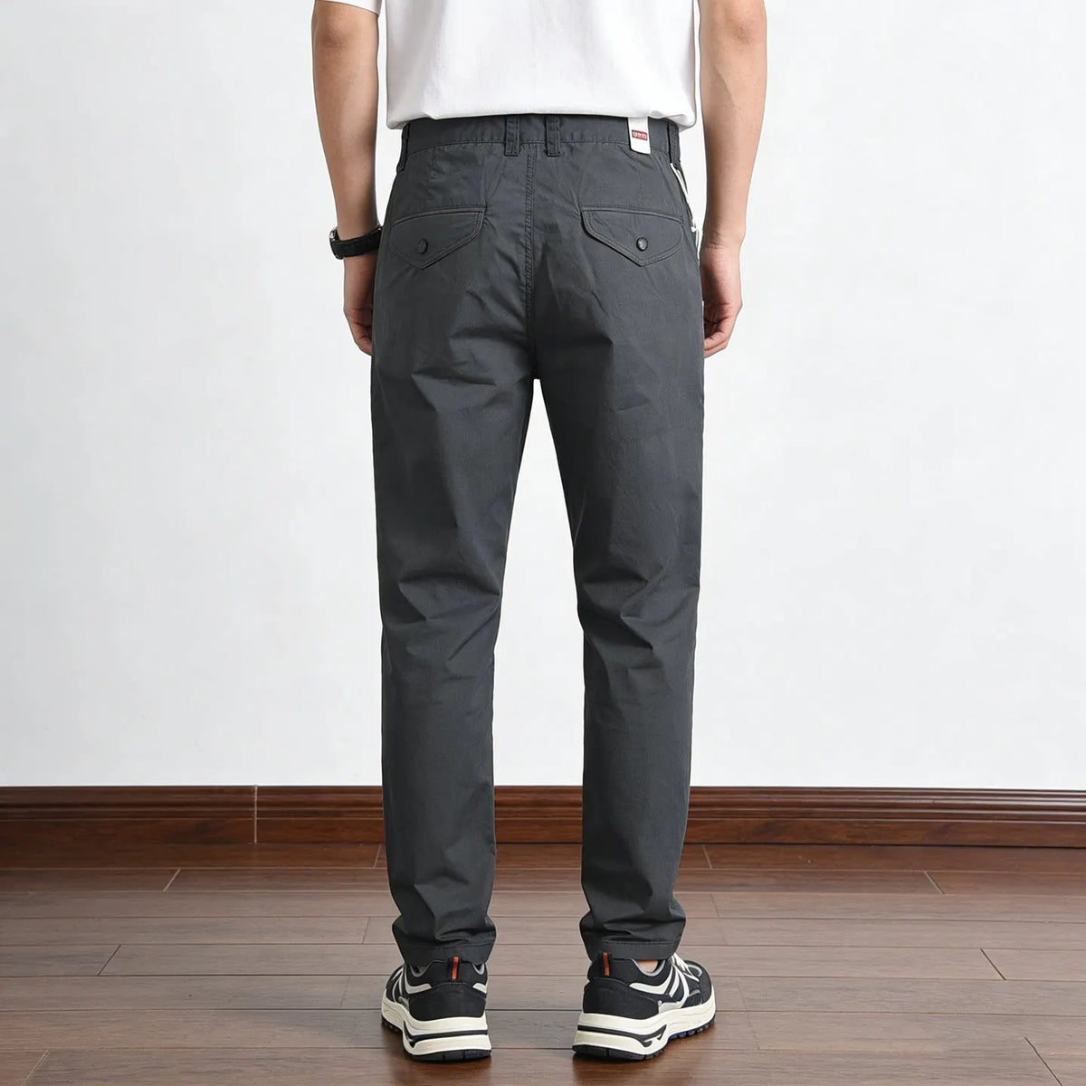 221# Summer New American Retro Thin Quick-drying Elastic Pants Men's Simple 97% Cotton Washed Commute Casual Straight Trousers