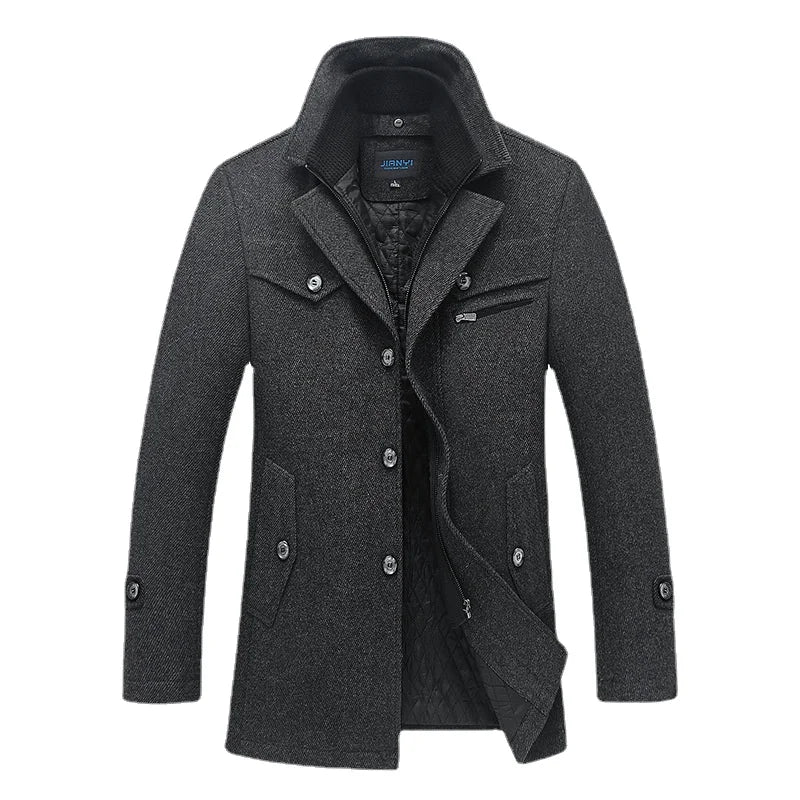 Men Cashmere Trench Coats Winter Jackets Overcoats Wool Blends High Quality New Winter Coats Male Business Casual Trench Coats 5