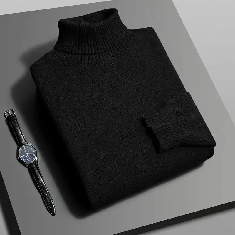 Animal Game Mens Knitwear Winter Turtleneck Sweater Slim Fit Long Sleeve Pullover Solid Trend Men Outdoor Coats Cold Blouse Man