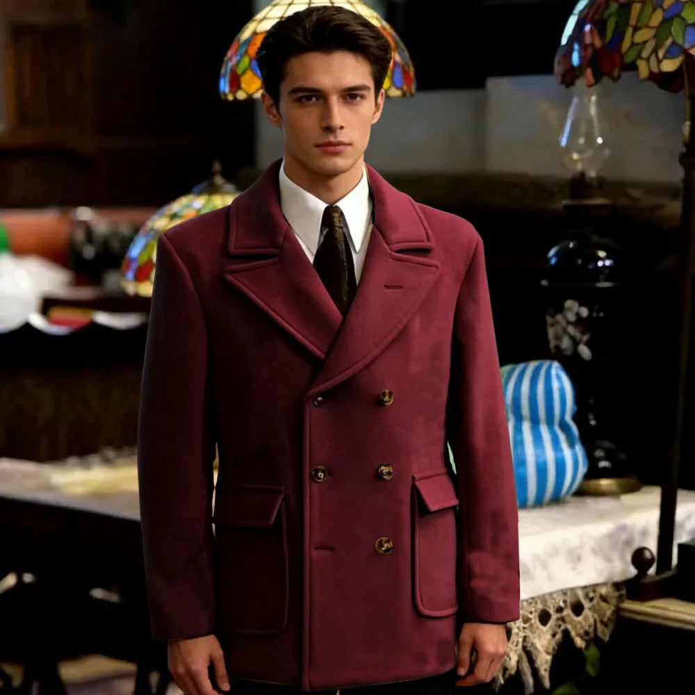 Classic British Style Man Winter Woolen Short Coat Thick Men's woolen suit Jacket Business Leisure Men Blazer For Office Work