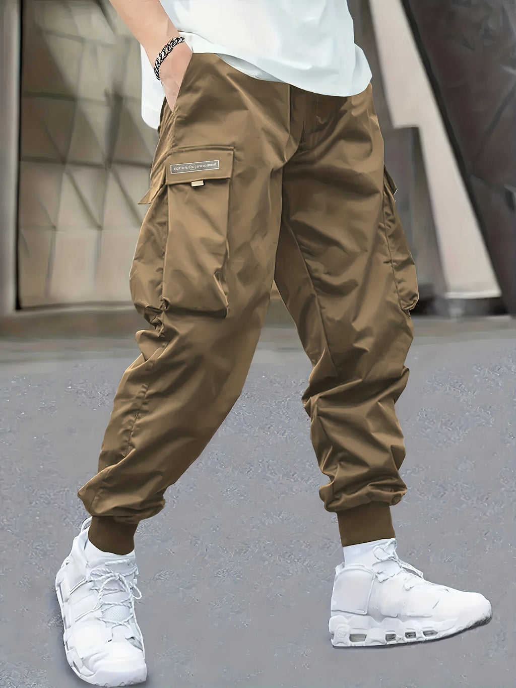 Men's Cargo Pants, Casual, Sporty, Outdoor, Large Pockets, Lightweight, Legging, Cropped Slacks 06B