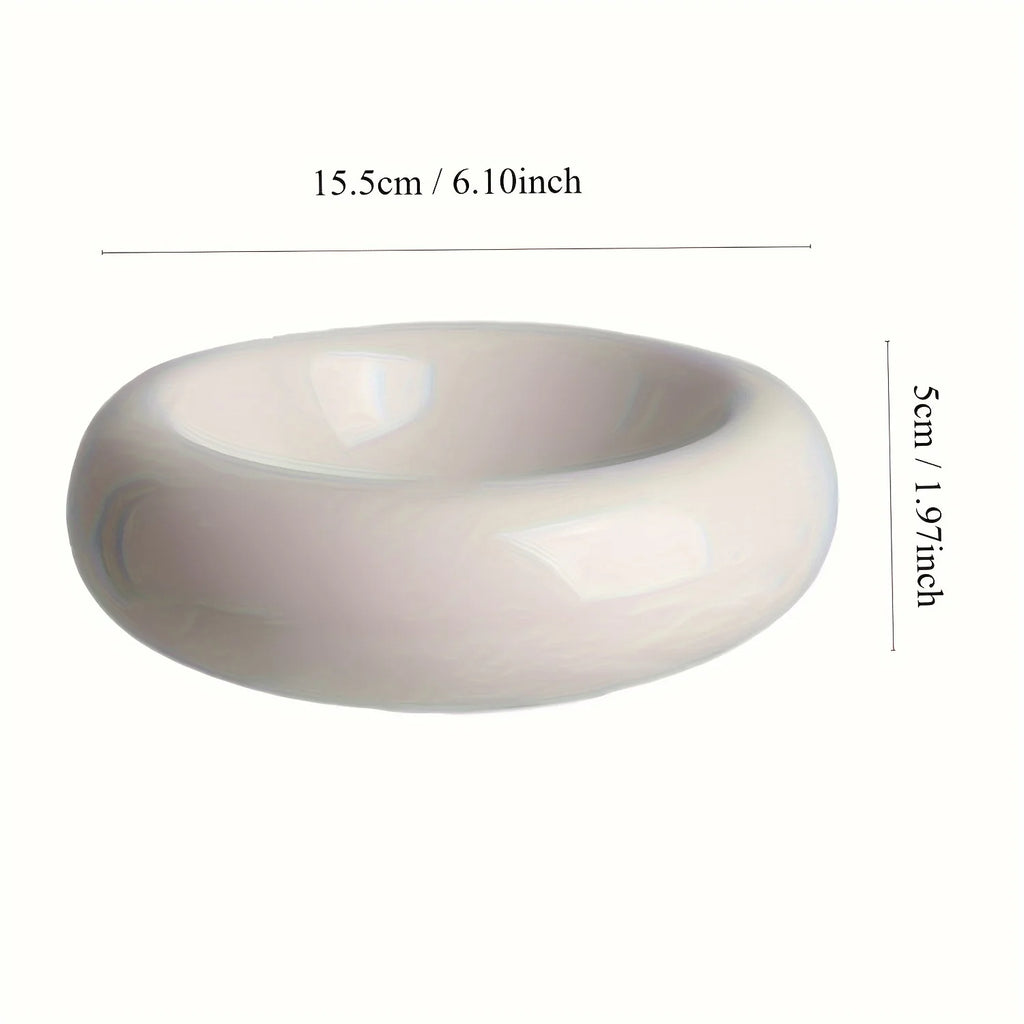 Cat Bowl Ceramic Cat Bowl Dish Pet Bowl Donut Shape Cat Food Bowl Anti-Fall Flip Bowl Non-slip Multiple Colors Shapes Snack Bowl
