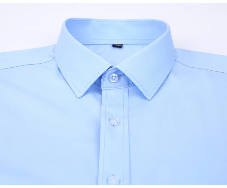 Men's Business Dress Shirts Bamboo Fiber Blend Long Sleeve Solid Color Work Shirt with Lapel Collar Regular Fit for All Seasons