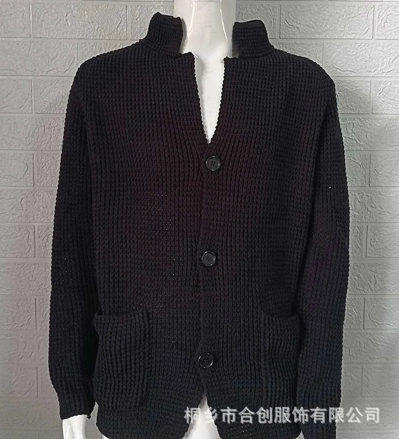 Men's Sweater Slim Fit Stand Collar Knit Cardigan Jackets Spring Autumn Large Size Men Fashion Solid Color Outerwear & Coats