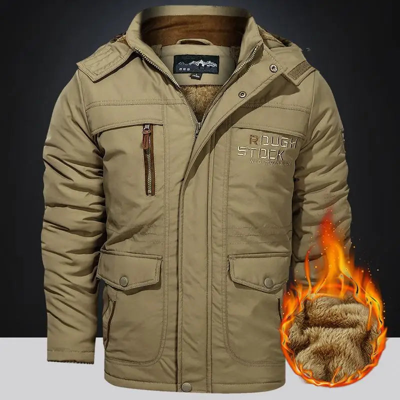 Men's Winter Tactial Jacket Fleece Lined Outdoor Parka Coat Hooded Windbreaker Military Thick Warm Outerwear Multi-pocket Parkas