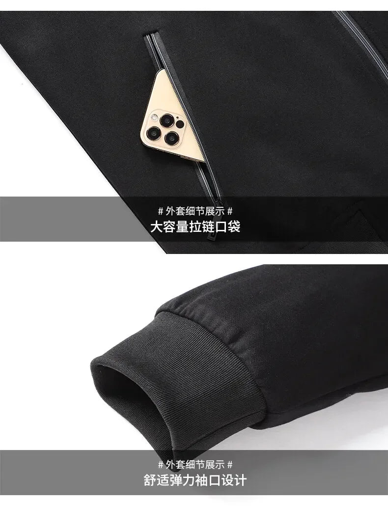 Men Running Sports Tracksuits Sets Hoodies Zipper Outwear Sportwear+Sweatpants Sets Male Workout Sports Outfit Autumn Spring