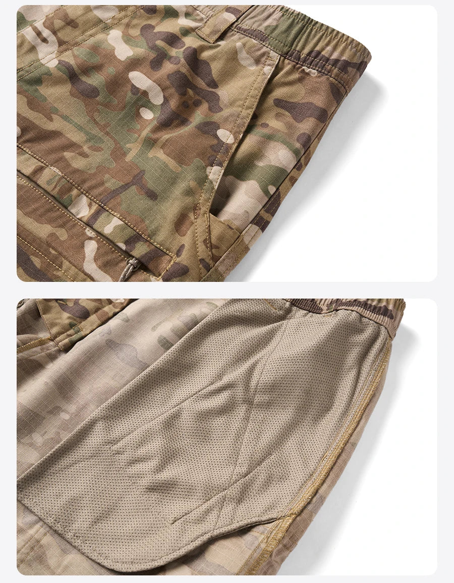 SIMWOOD 2025 Summer New Loose Straight Lightweight Camouflage Tactical Pants Men Cargo Outdoor Hiking Trousers