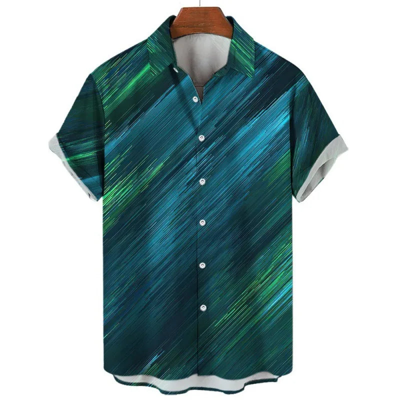2026 Men's Summer Colorblock Shirts Short Sleeve Shirt Fashion Casual Lapel Cardigan Loose Comfortable Tops for Men Beach Shirts