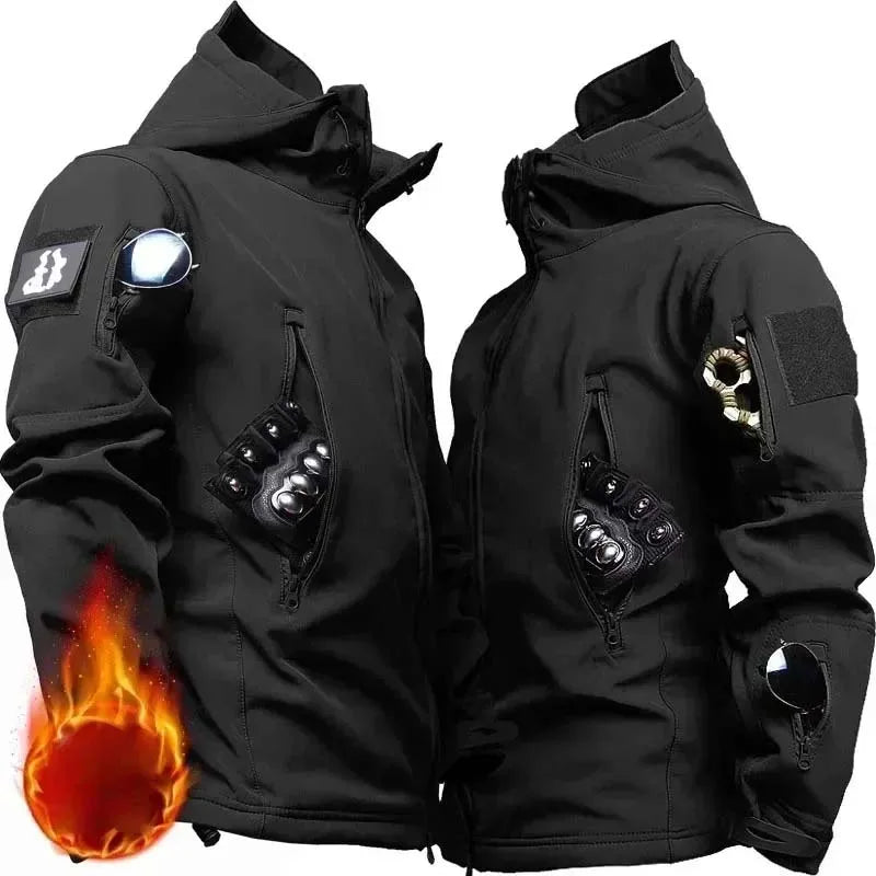 Tactical Winter Set Men's Outdoor Windproof Waterproof Suit Multi-Pocket Soft Shell Hooded Jackets Sharkskin Work Pants