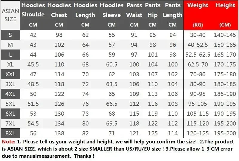 Plus Size tracksuits Men Sportswear Sets New Spring Autumn Clothing Hooded Pants Suit Male 2 Pieces Sweatshirt + Sweatpants 8XL