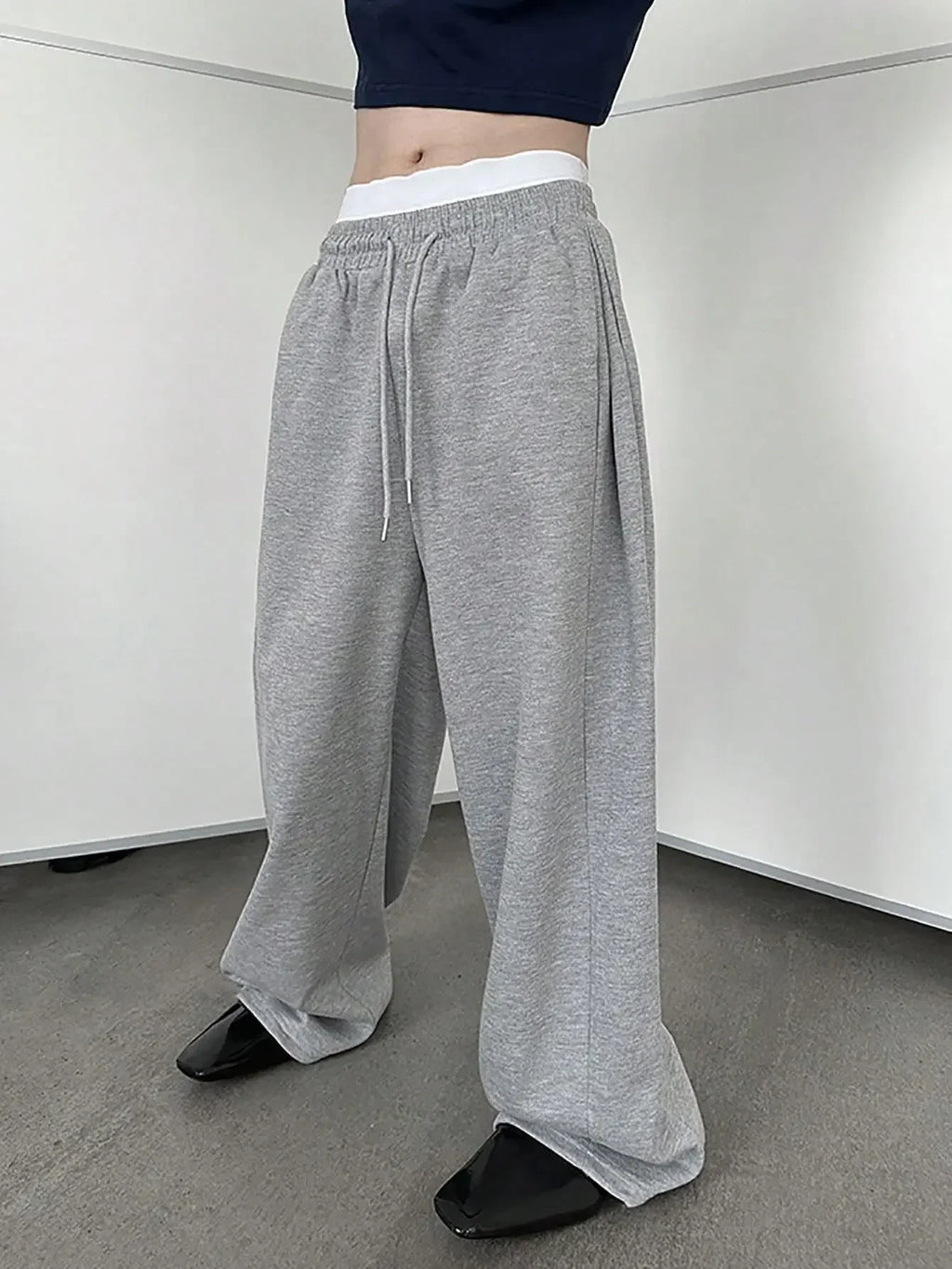 Y2k Harajuku Wide Leg Sweatpants Women Streetwear Baggy Oversize Gray Sports Pants High Waist Drawstring Casual Joggers Trousers