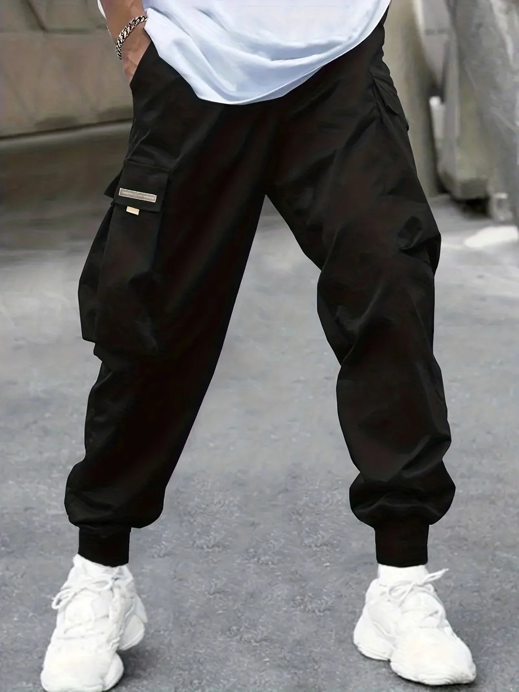 Men's Cargo Pants, Casual, Sporty, Outdoor, Large Pockets, Lightweight, Legging, Cropped Slacks 06B
