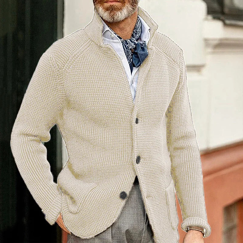 Men's Sweater Slim Fit Stand Collar Knit Cardigan Jackets Spring Autumn Large Size Men Fashion Solid Color Outerwear & Coats