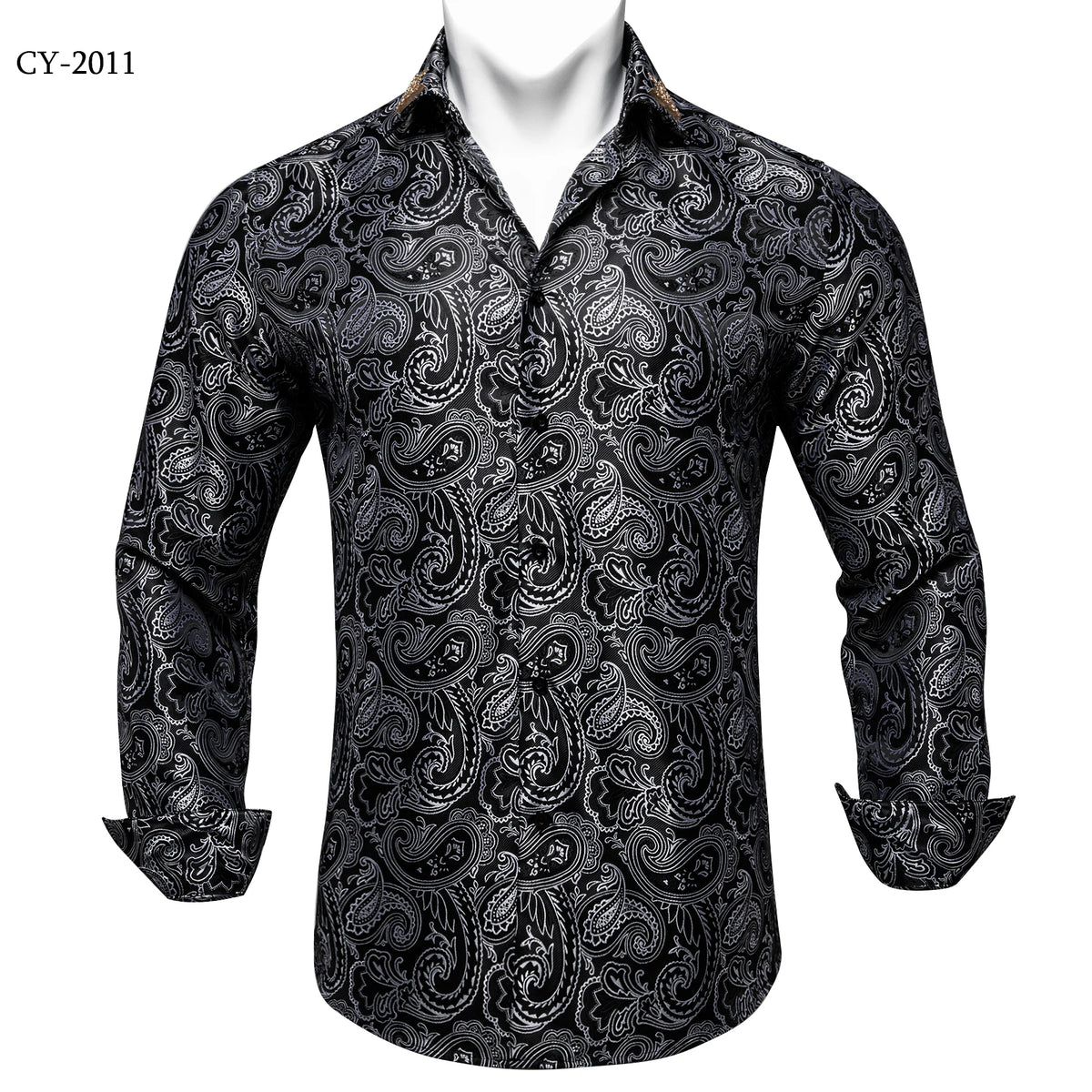 Brand New Men's Royal Blue Business Shirts Luxury Fashion Paisley Long Sleeve Turn-Down Collar Social Shirt Male Casual Blouse