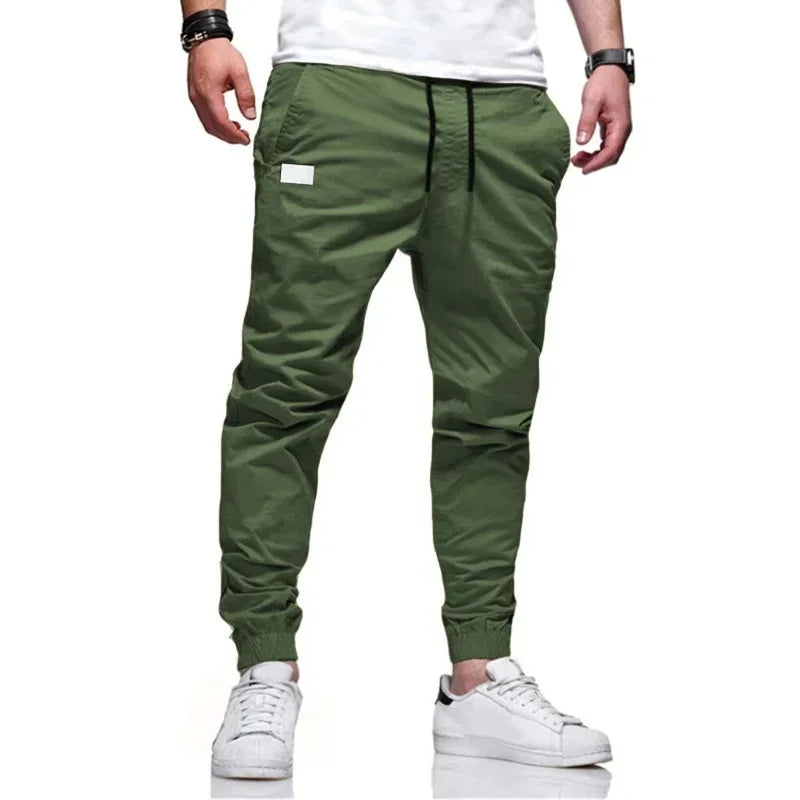 Spring Autumn New Cargo Pants Men's Fashion Sports Cargo Pants Solid Color Sweatpants Joggers Woven Pants Casual Male Trousers