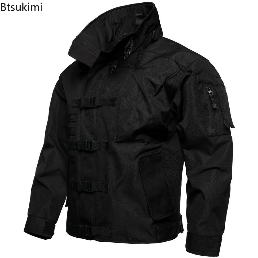2026 Men's Tactical Cargo Jacket Casual Multi-pocket Wear-resistant Coat Outdoor Waterproof Windbreaker Man Combat Bomber Jacket