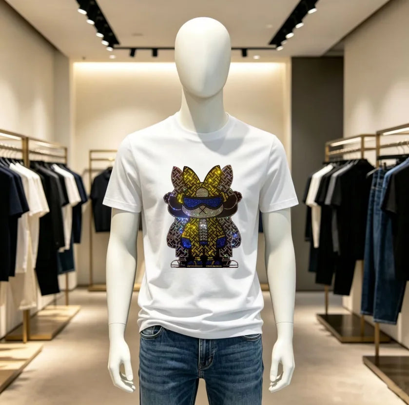 High Quality Designer Streetwear Rhinestone T-Shirt For Men New Designer Top Brand Men Tshirts