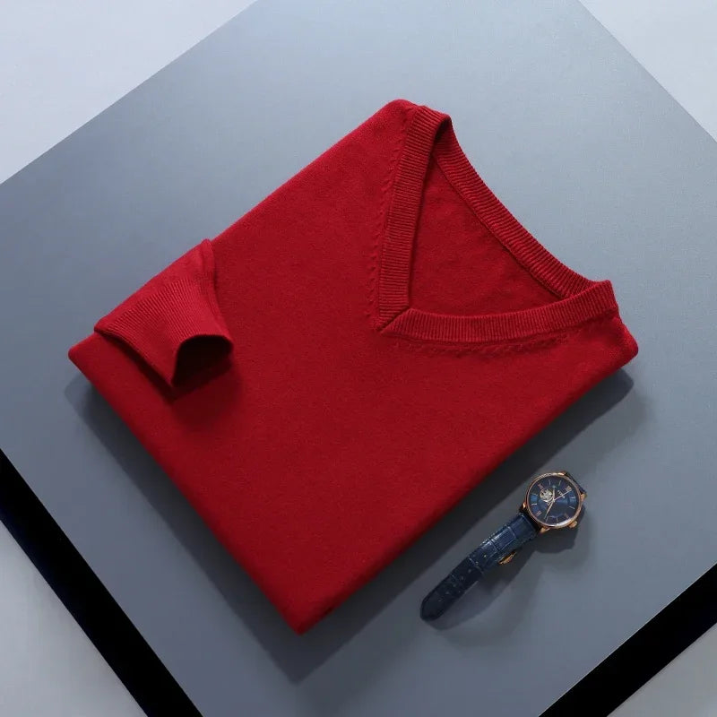 Men Cashmere Sweater Autumn Winter Soft Warm Jersey Jumper  Pull Homme Hiver Pullover V-Neck Knitted Sweaters