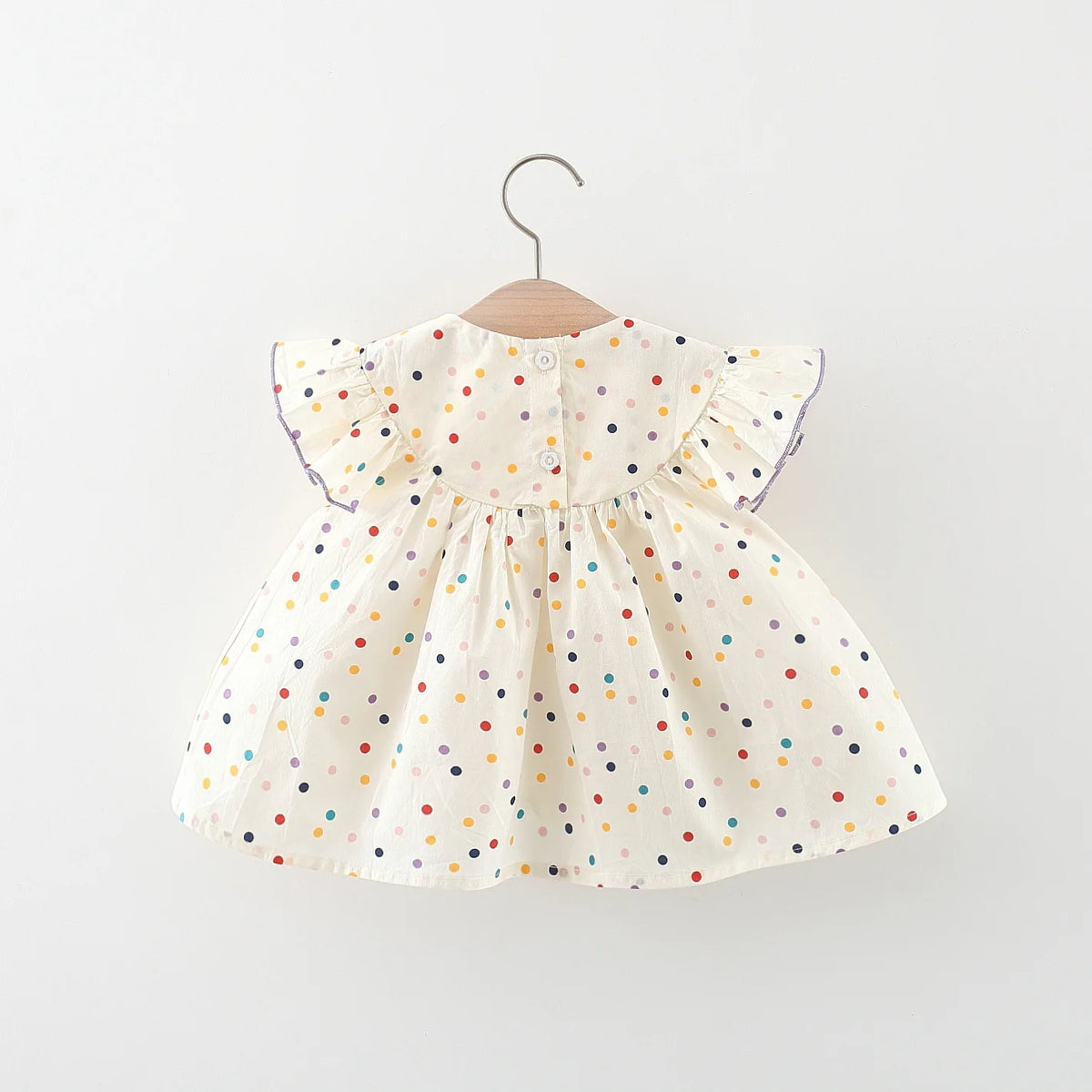 Cotton Baby Dress Flower Embroidery Comfortable Baby Dress Colorful Polka Dot Printed Dress