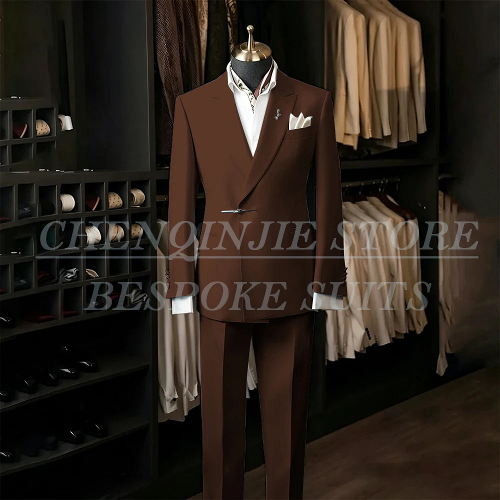 Bespoke White Men's Suits Male Clothing Fashion Wedding Regular Fit 2 Piece Jacket Pants Blazer High Quality Clothing Costume