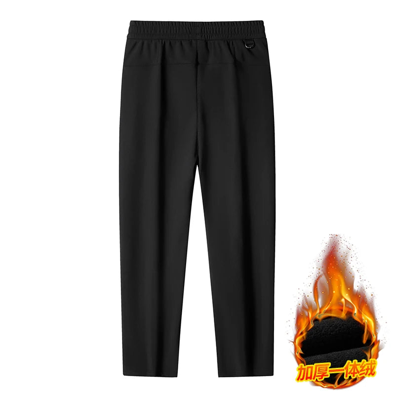 Big Size 9xl 8xl Winter Fleece Sweatpants Men Thicken Warm Jogger Pants Drawstring Elastic Zip Pockets Thermal Straight Trousers