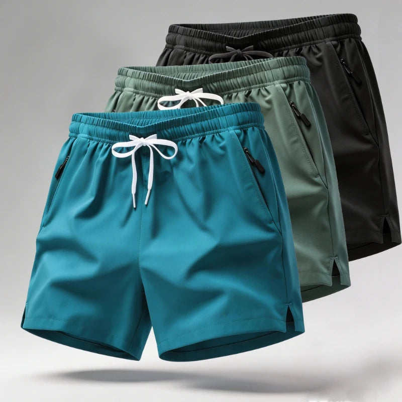 Men's Quick Dry Running Shorts with Drawstring and Zip Pockets - Ideal for Athletic Workouts and Gym Sessions Swim Trunks