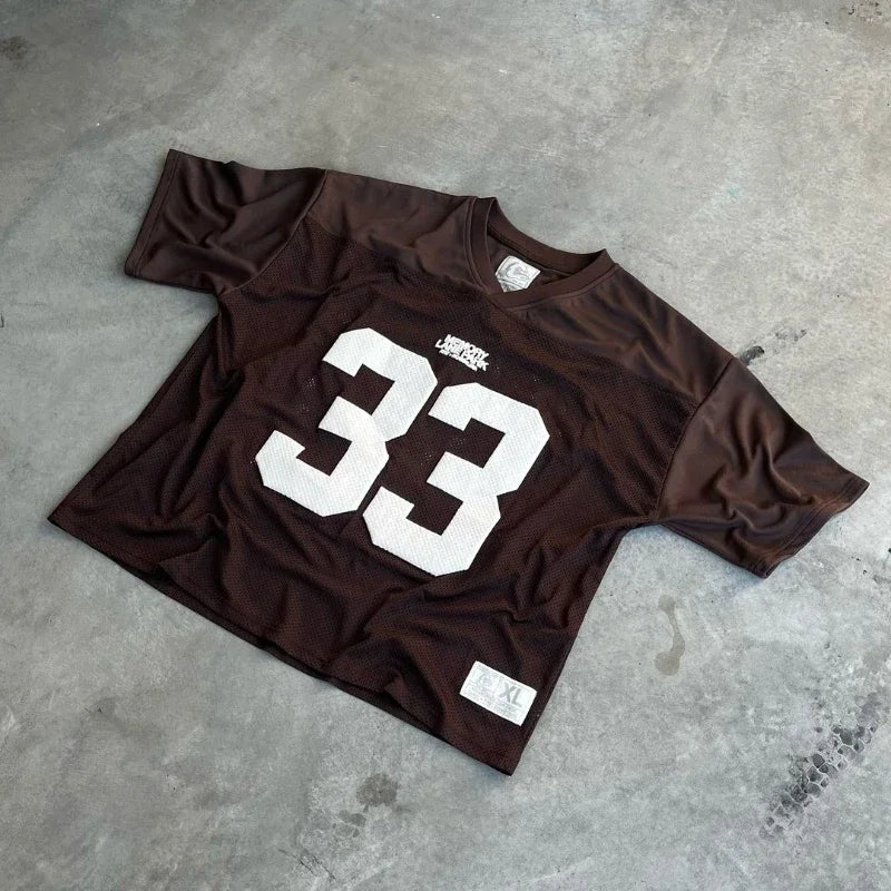 Streetwear Y2K Jersey T-shirt Men Women American Style Letter Printed Hip Hop Short-sleeved T Shirt Harajuku Trend Couple Tops