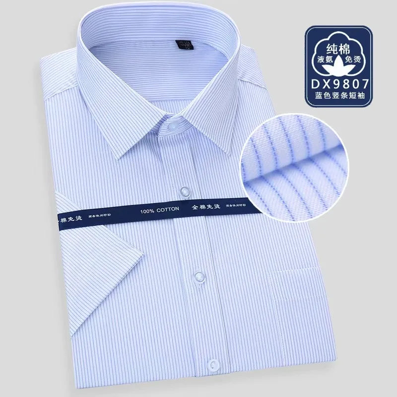 Office Men Shirt 100% Cotton Oversized Button Up Shirt  Anti-wrinkle Longsleeve Shirt for Men White Business Slim Fit Shirt Men