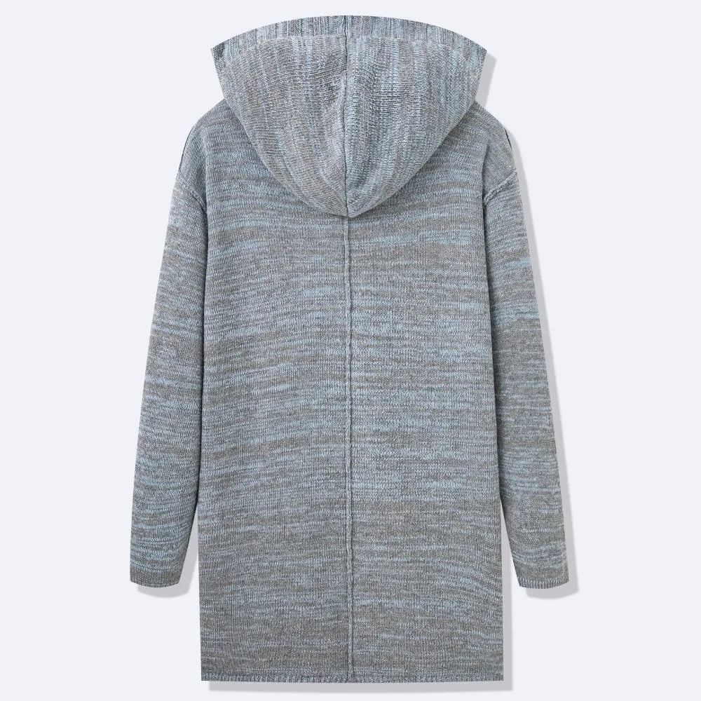 Men Cardigan Sweaters Hooded Coat Full Sleeve Solid Coats Casual Loose Outerwear Splice Open Stitch Autumn Winter 2024