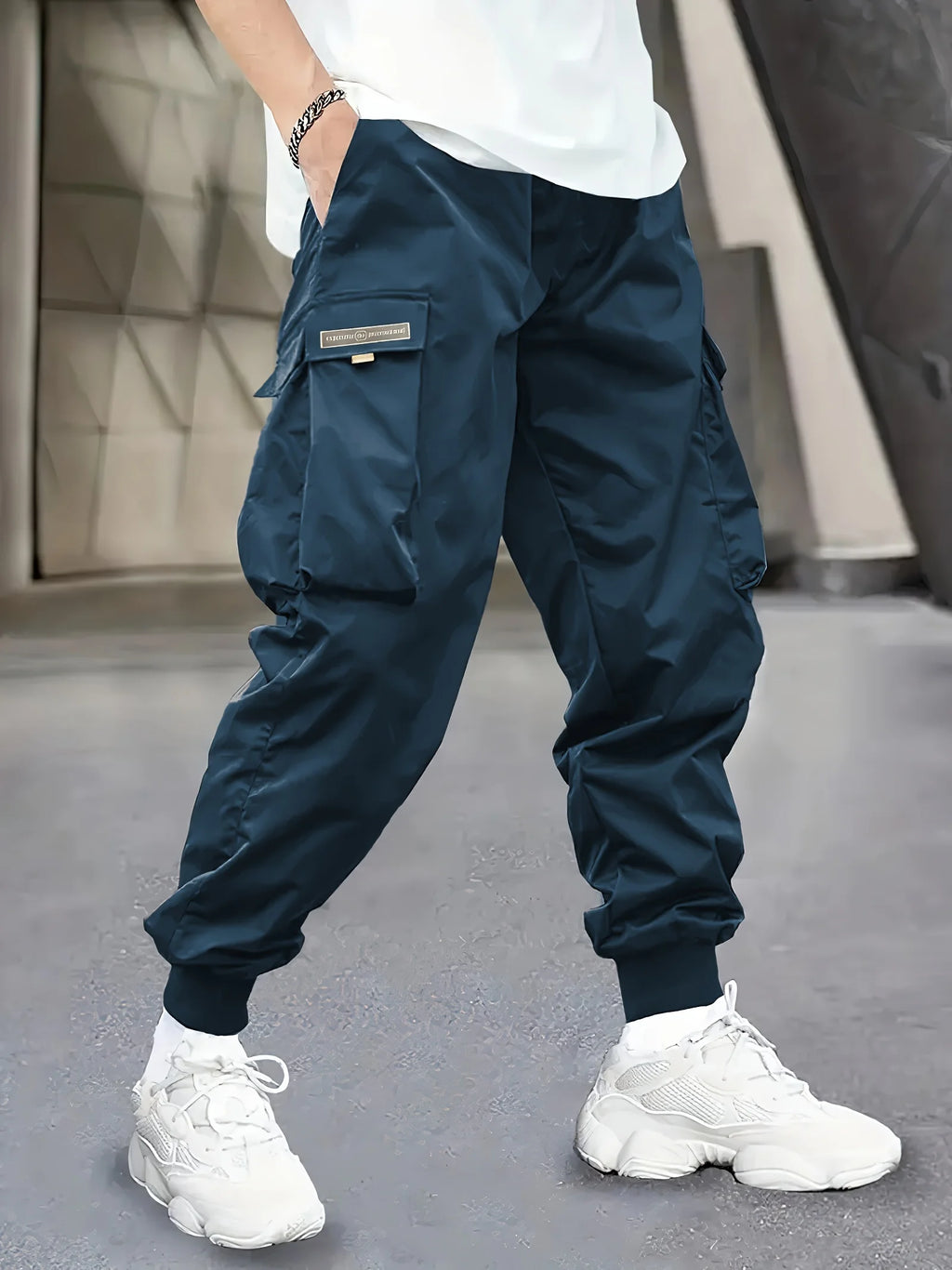 Men's Cargo Pants, Casual, Sporty, Outdoor, Large Pockets, Lightweight, Legging, Cropped Slacks 06B