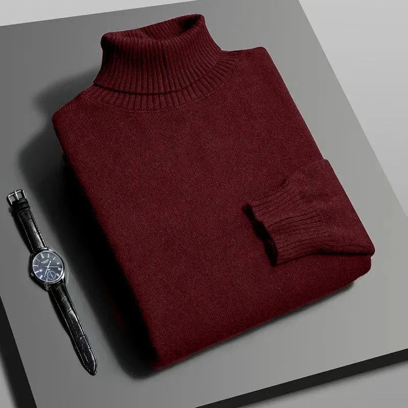 Animal Game Mens Knitwear Winter Turtleneck Sweater Slim Fit Long Sleeve Pullover Solid Trend Men Outdoor Coats Cold Blouse Man