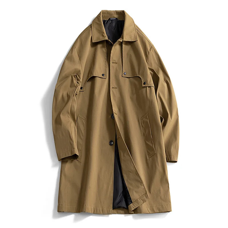 2025New Windbreaker Men's Autumn And Winter European Version Of The Long Plus Velvet Business Casual Coat Jacket Men Coat Luxury