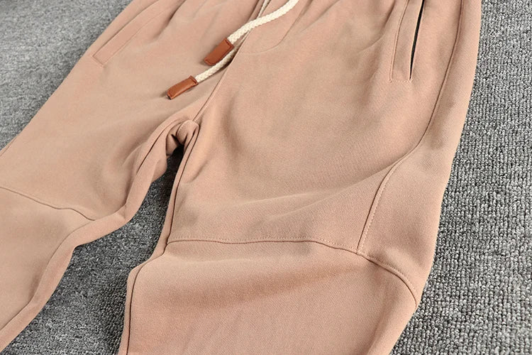 Autumn Japanese Retro Knitted Ankle-length Sweatpants Men's Fashion Elastic Waist Drawstring Sport Casual Ankle-tied Pants