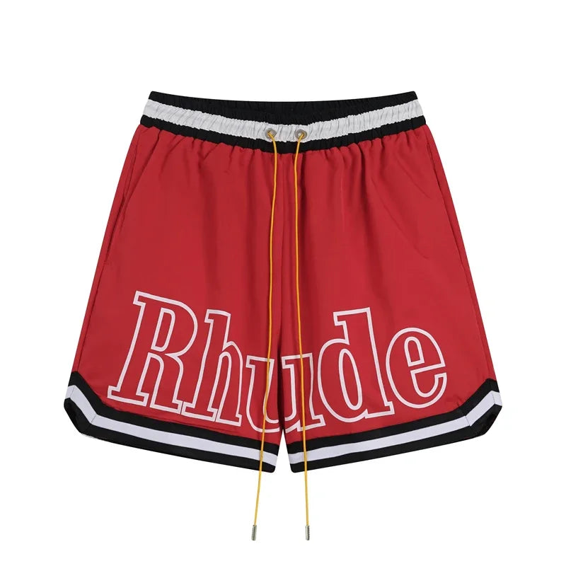 American Style Trendy Rhude Casual Shorts Loose Breathable Multi-color Mesh Beach Sports Shorts