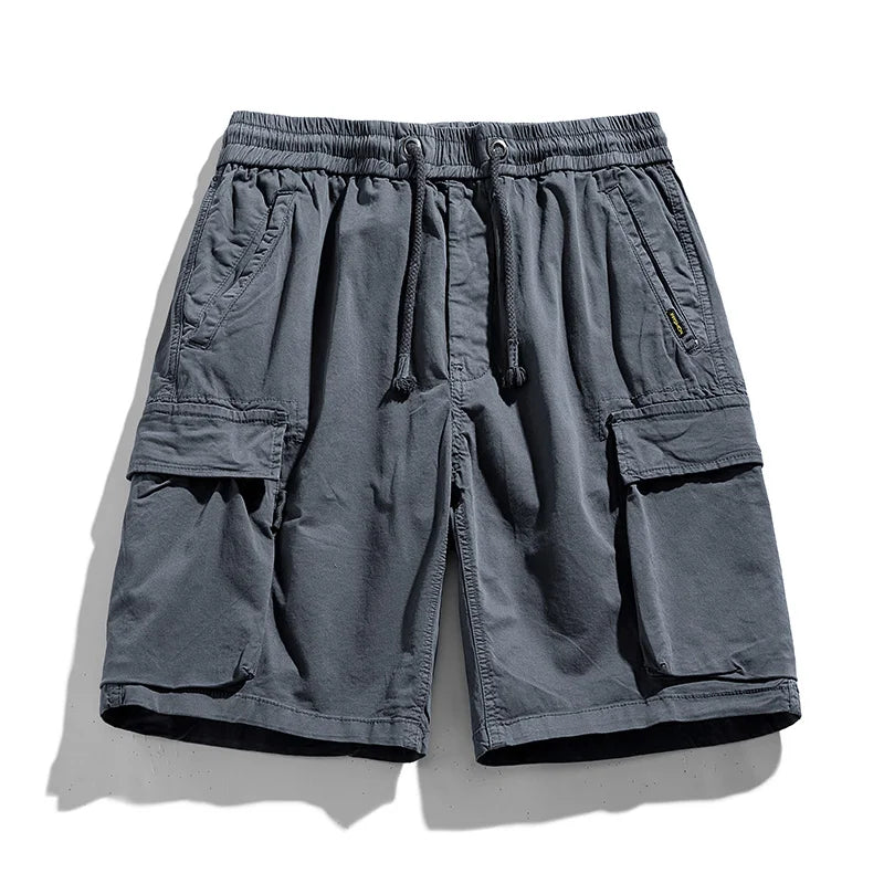 Summer Men Cargo Multi Pocket Shorts Men Casual Solid Elastic Waist Beach Short Spring Men Jogger Pants Shorts Male Dropshipping